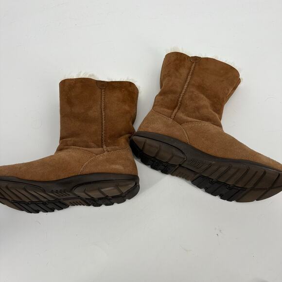 Abeo Lite Juneau Tan Sheepskin Shearling Lined Toggle Boots Size 7 Rubber Sole - Picture 3 of 8